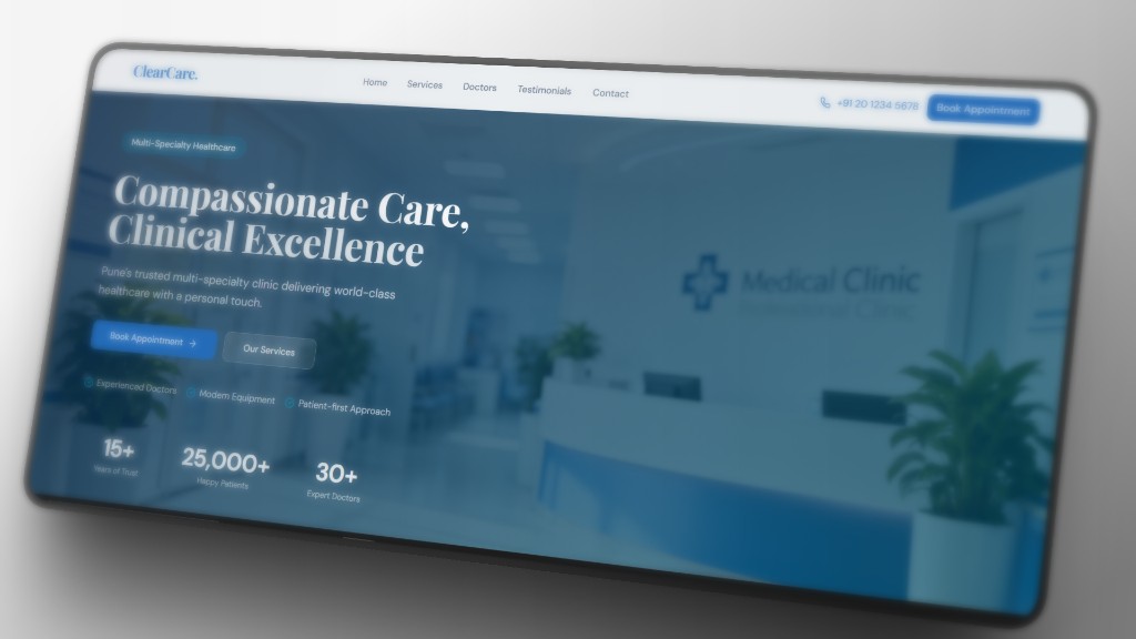 ClearCare desktop website mockup